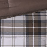Madison Park Essentials Parkston Plaid Comforter, Matching Sham, 3M Scotchguard Stain Release Cover, Hypoallergenic All Season Bedding-Set, Full/Queen, Brown, 3 Piece Madison Park