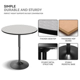 SFIHOME 31.5 Inch Round Pub Table Cocktail Table for Dining Room Kitchen Patio Bar, 27.5"- 36" Height-Adjustable, Bar Height Pub Table High Top Table with Metal Pole and Base, Silver SFIHOME