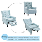 Altrobene Pushback Recliner, Modern Accent Arm Reclining Sofa, Fabric Wingback Chair for Living Room & Bedroom, Light Blue Altrobene