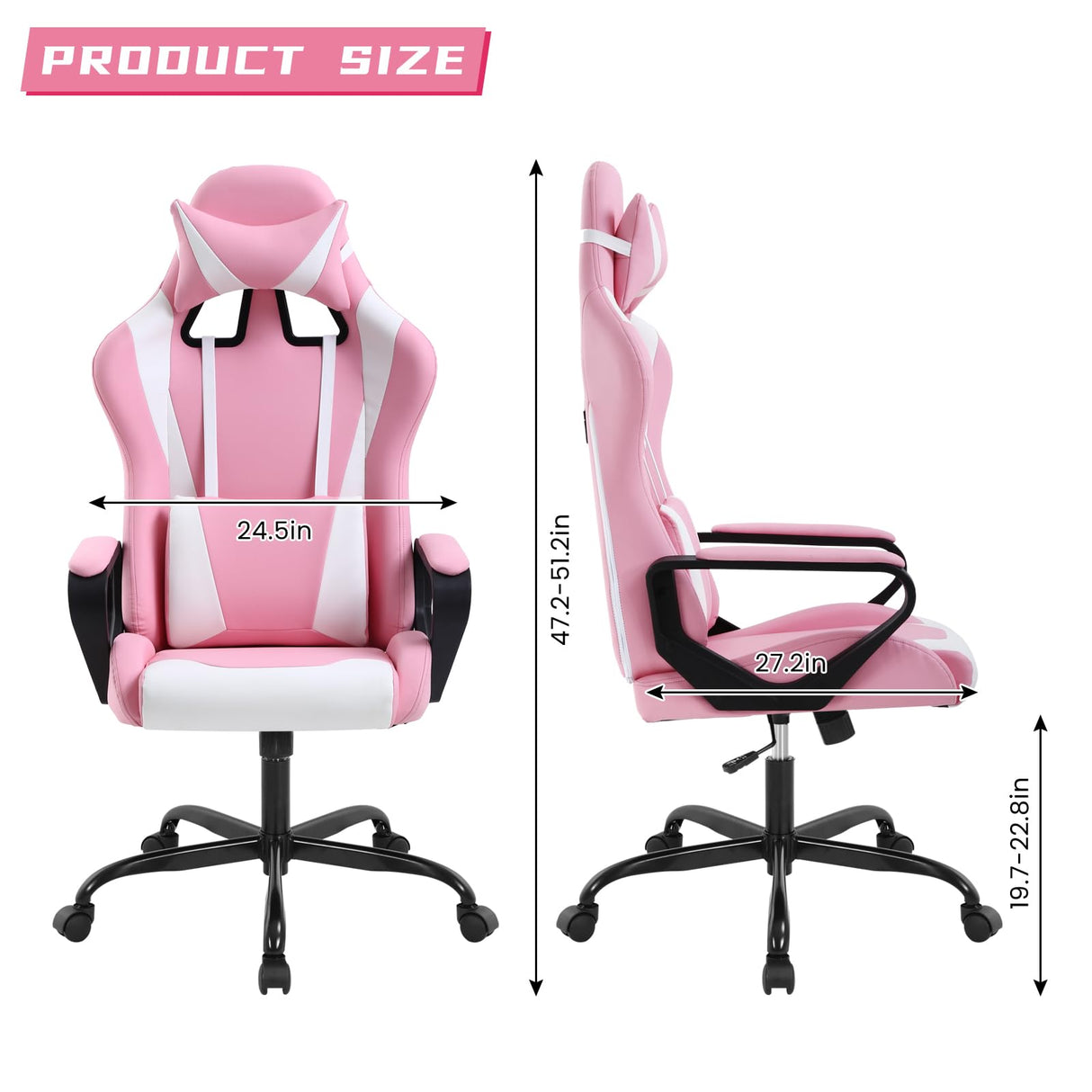 Massage Gaming Chair High Back Office Desk Chair with Lumbar Support, Arms, and Headrest - Heavy Duty Ergonomic Racing Style Swivel Computer Chair RROCOSIA