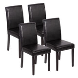 FDW Dining Chairs Set of 4,Dining Room Chairs,Side PU Cushion Chairs with Waterproof Surface and Wood Legs,for Kitchen Restaurant and Living Room,Leather Black FDW