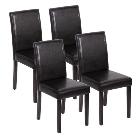 FDW Dining Chairs Set of 4,Dining Room Chairs,Side PU Cushion Chairs with Waterproof Surface and Wood Legs,for Kitchen Restaurant and Living Room,Leather Black FDW