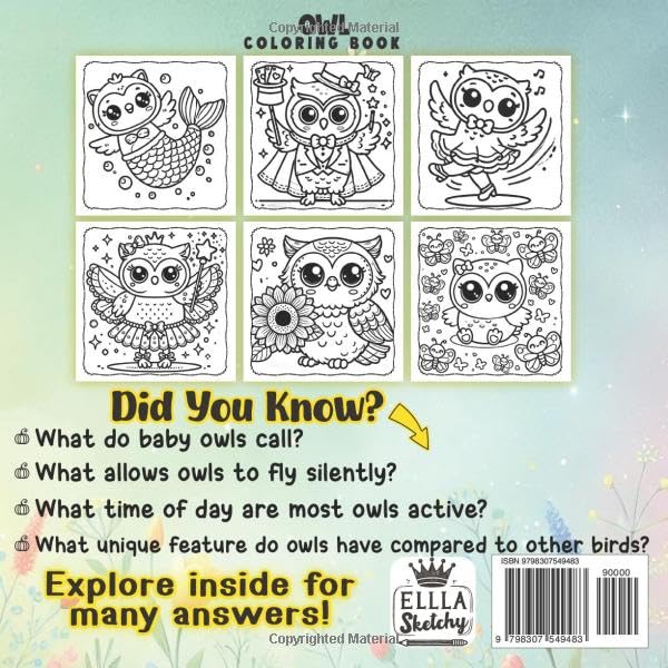 Owl Coloring Book: Explore 50 Fun Facts and Cute Owls Activity Book for Children, Creative Kids Aged 4-8, Ideal for Educational Play and Family Bonding Majosta