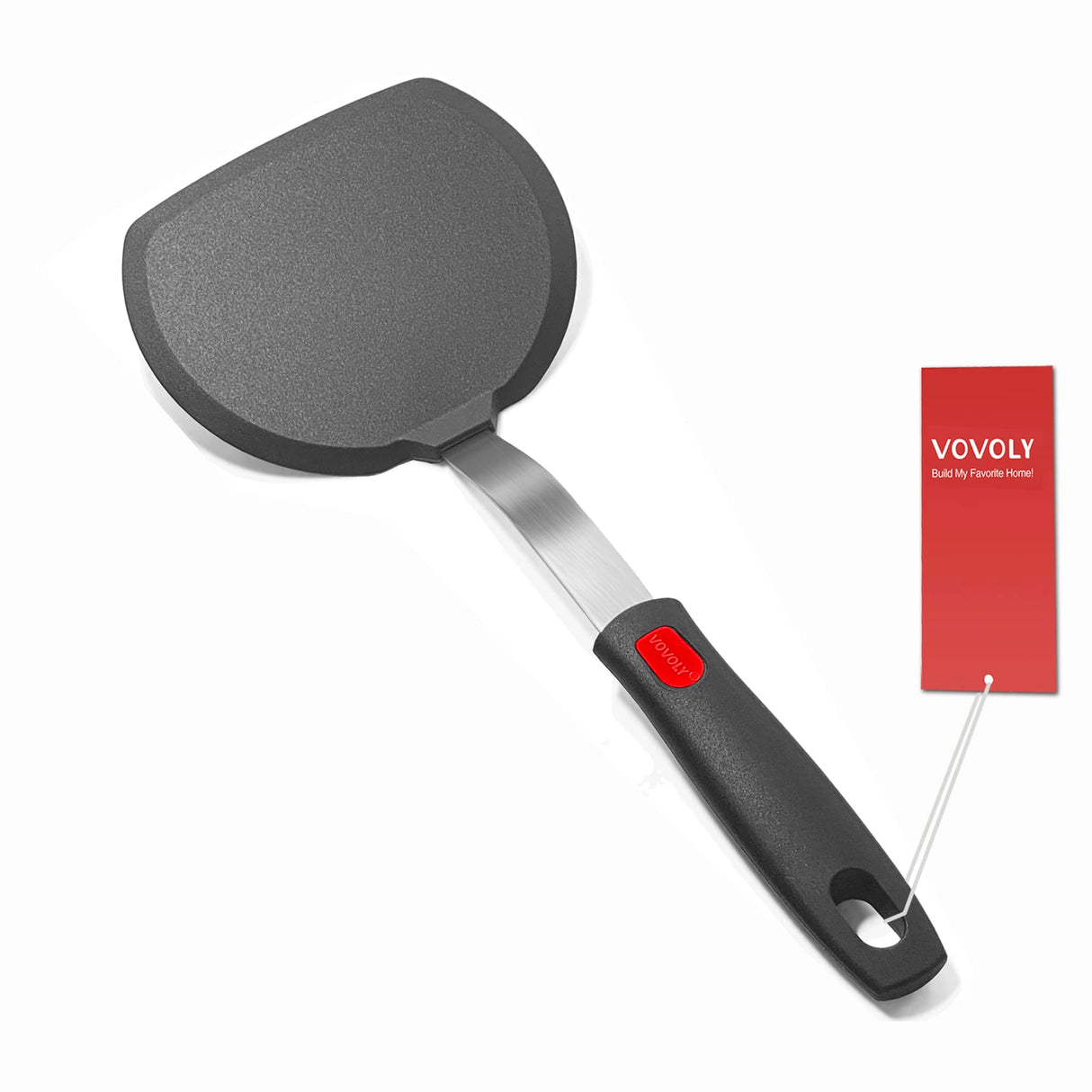 Silicone Pancake Spatula Turner with Lengthened Handle, Heat Resistant Cooking Spatulas for Nonstick Cookware, Large Flexible Kitchen Utensils BPA Free Rubber Flipper for Egg, Pancake, Fish, Burger Vovoly