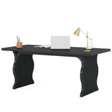 Tribesigns 63-Inch Large Executive Desk, Modern Computer Office Desk Workstation, Double PC Gaming Writing Table Home Office Desk with Sturdy Legs,Black Tribesigns