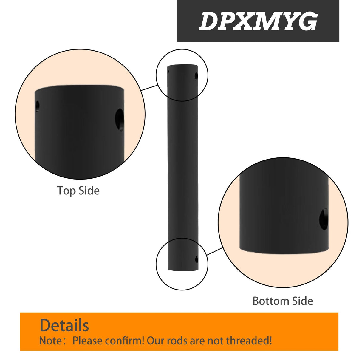 DPXMYG 48 inch Ceiling Fan Downrod with Extension Cord, 4 FT Black Downrod for Ceiling Fan, 1 inch Outside Diameter, Ceiling Fan Boom Suitable for a Wide Range of Fans (Black, Not Threaded) DPXMYG