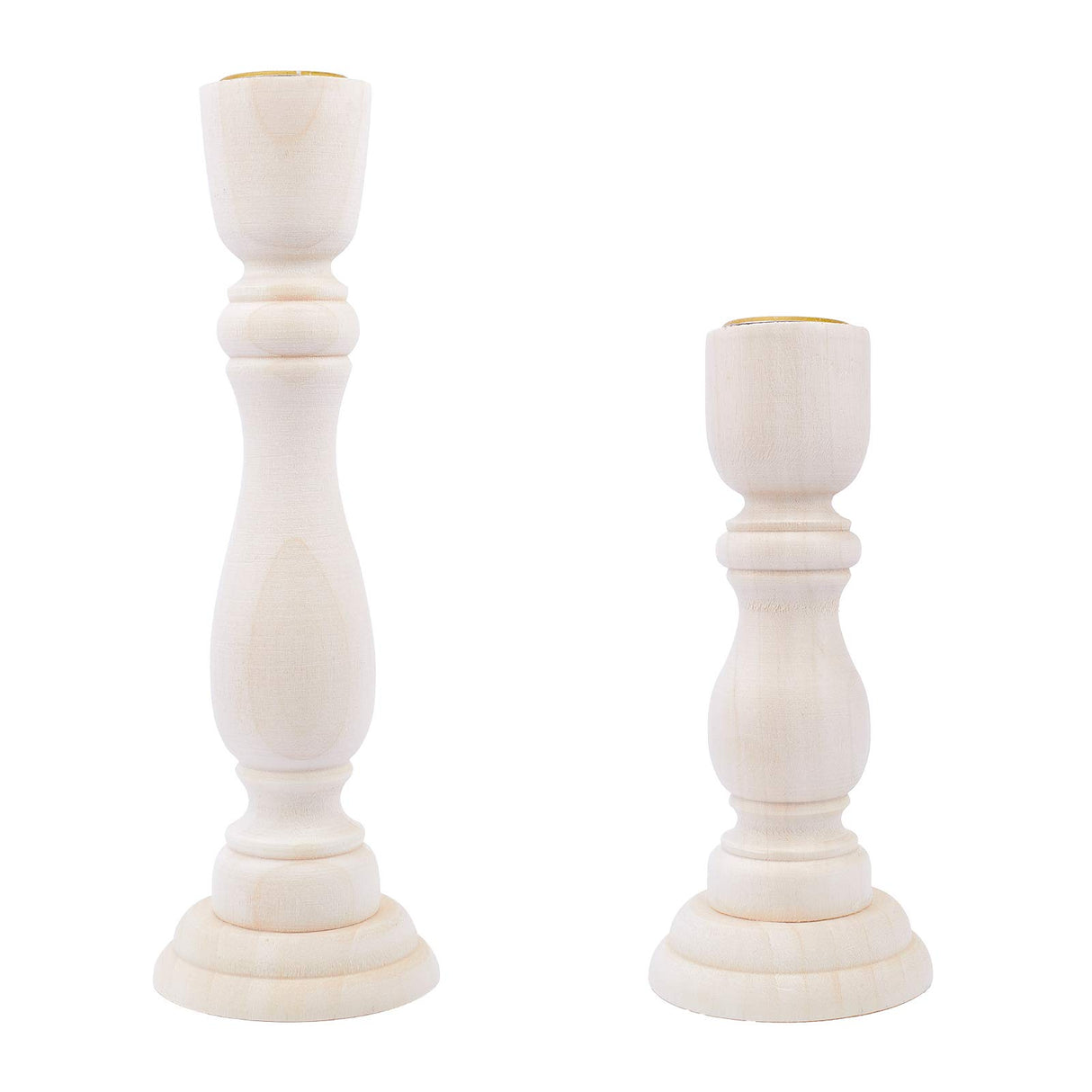 GORGECRAFT 2 Size Unfinished Wooden Candlesticks Wood Holders Metal Candle Holder Cup 4/5 Inch Hole Classics for Home Wedding Decorations GORGECRAFT