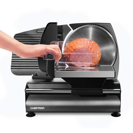 Chefman Electric Deli Slicer With Adjustable Slices, Stainless Steel Blades, Safe Feet - For Ham, Cheese, Bread, Fruit & Veggies Chefman