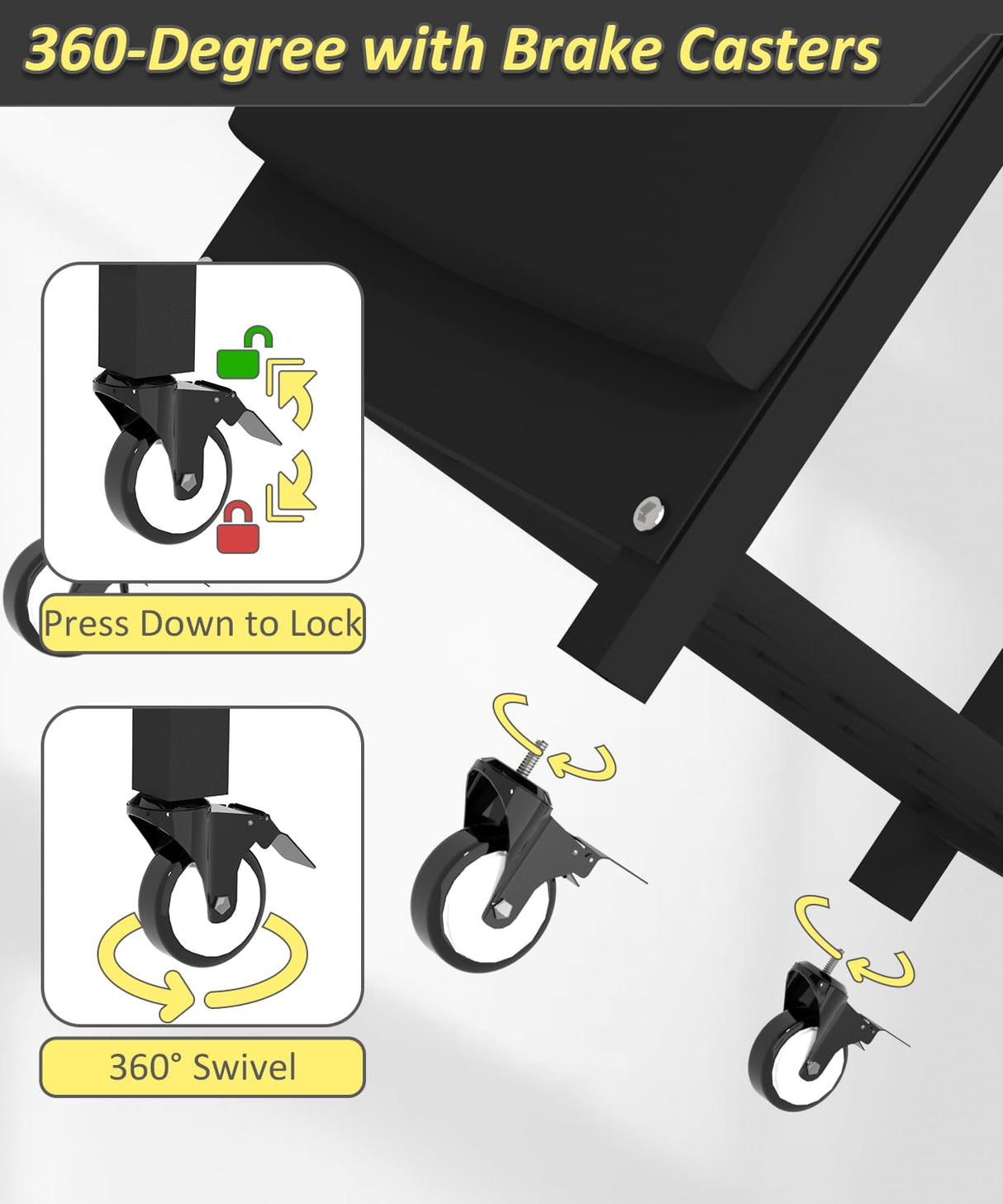Artibear 4-Tier Rolling Power Tool Organizer Storage Cart, Garage Organization on Wheels Tool Cart with Drill Set Rack Shelf, Mechanic Utility Cart for Workbench & Outdoors Working, Gift for Men Dad Artibear
