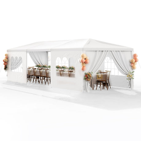 Party Tent 10x30 Outdoor Wedding White Tents for Parties, Heavy Duty Canopy Event Tents for Parties Gazebo Shelter with 7 Removable Sidewalls Waterproof Party Wedding BBQ Events Tent Shelter susici