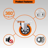 5 Inch Heavy Duty casters, casters Set of 4 Heavy Duty,Universal with Double Locks Caster Wheels,Polyurethane casters Set of 4, for carts Furniture and workbenches Lvgwhisper