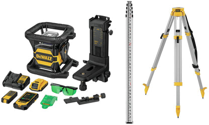 DEWALT 20V MAX Laser Level Kit with Tripod and Grade Rod, Rotary, Green, 2000-Foot Range (DW080LGSK) - WoodArtSupply