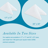 Polyester Cloth Napkins - Washable Soft Table Linens - Durable & Elegant for Dining, Restaurants, Weddings, Events, Rentals, Banquets, & Parties - Premium Quality Set of 100, White, 20"x20" Sparkles Make It Special