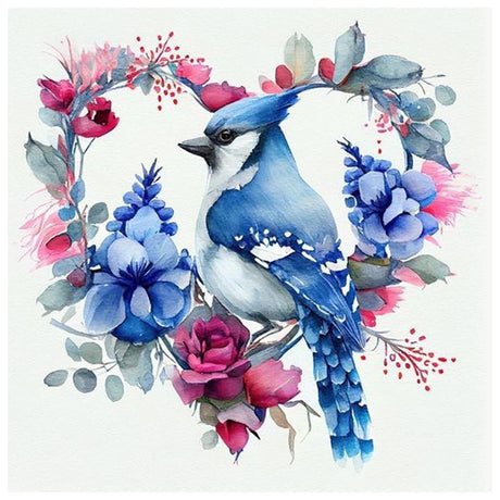 PFFNGPEN Diamond Painting Kits for Adults, 5D DIY Blue Bird Diamond Art Kits for Beginners, Full Drill Round Diamond Art for Home Wall Decor, Wreath, 12x12 inch PFFNGPEN