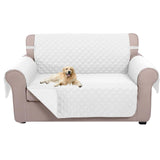 U-NICE HOME Loveseat Sofa Cover Reversible Couch Cover for Dogs with Elastic Straps Water Resistant Furniture Protector for Pets Couch Cover for 2 Cushion Couch (Loveseat, White/White) U-NICE HOME