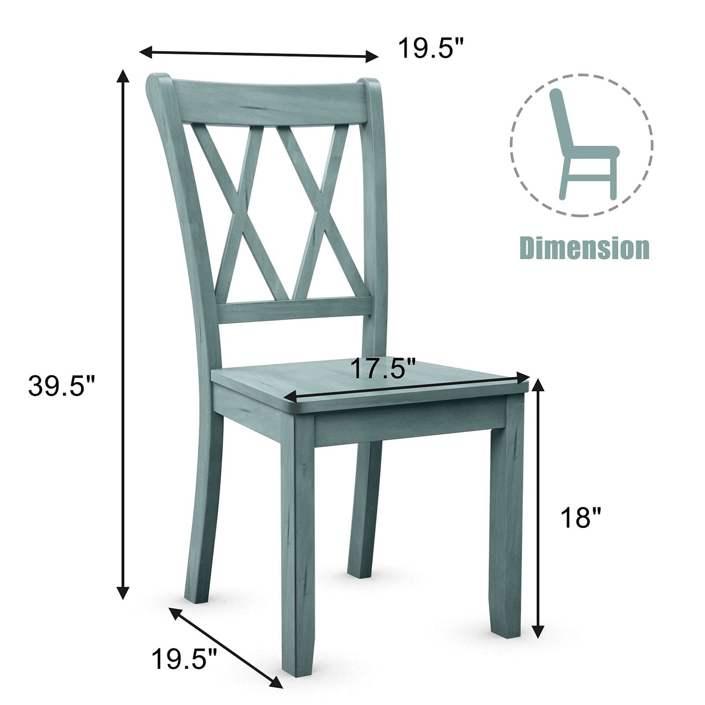 Giantex Set of 4 Dining Chairs, Rubber Wood Dining Room Chair, Farmhouse Dining Side Chairs, Max Load 400 Lbs, Wooden Kitchen Chairs for Home Kitchen, Dining Room - WoodArtSupply