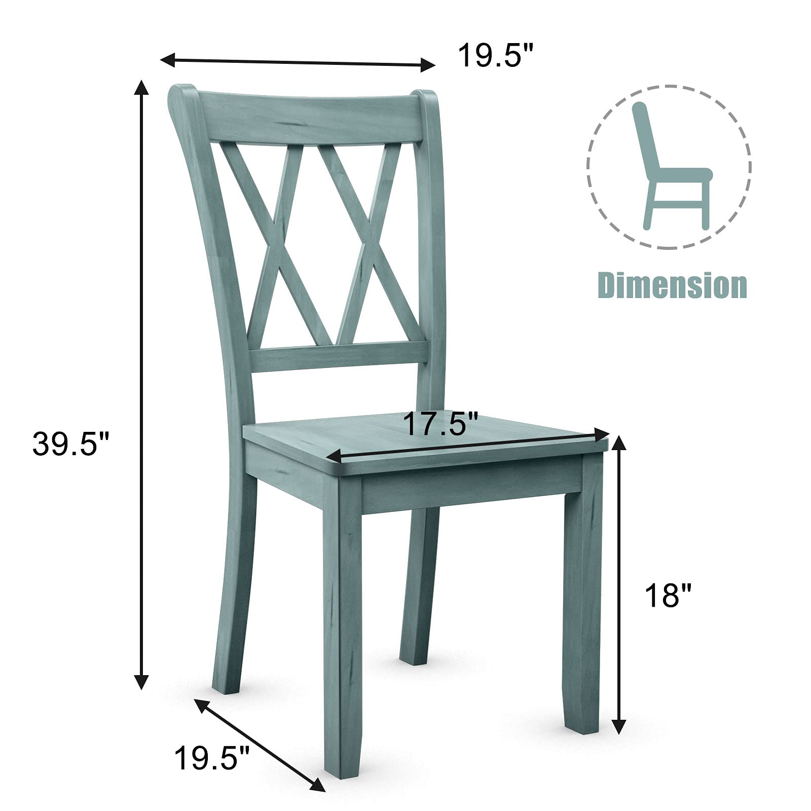 Giantex Set of 4 Dining Chairs, Rubber Wood Dining Room Chair, Farmhouse Dining Side Chairs, Max Load 400 Lbs, Wooden Kitchen Chairs for Home Kitchen, Dining Room - WoodArtSupply