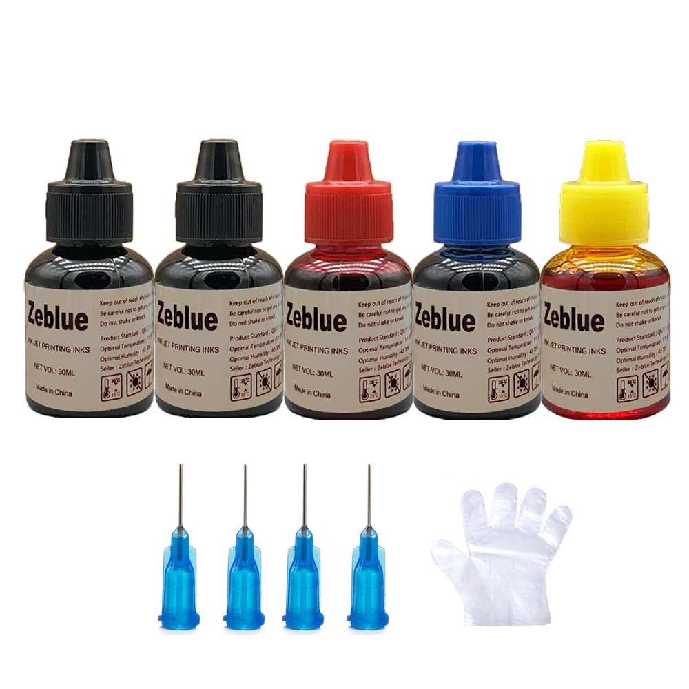 Zeblue 4 Colors Inkjet Printer Ink Refill Kit for Canon All Printers MG PG 240 243 245 CL 241 244 246 XL Inkjet Cartridges CISS System 4 Color Set with 4 Free Syringes Printing Ink (30ML 2BK/C/M/Y)