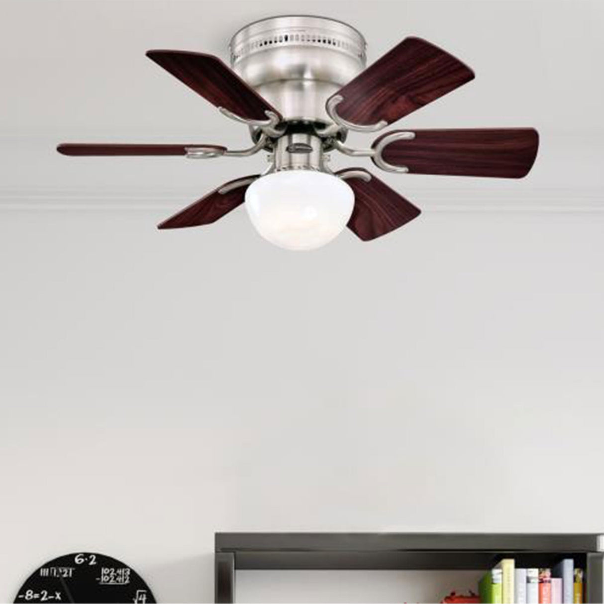 Westinghouse Hadley 30 Inch Brushed Nickel Finish Ceiling Fan with 6 Reversible Blades and Bowl Light Kit with 1 Candelabra Base Light Bulb Westinghouse