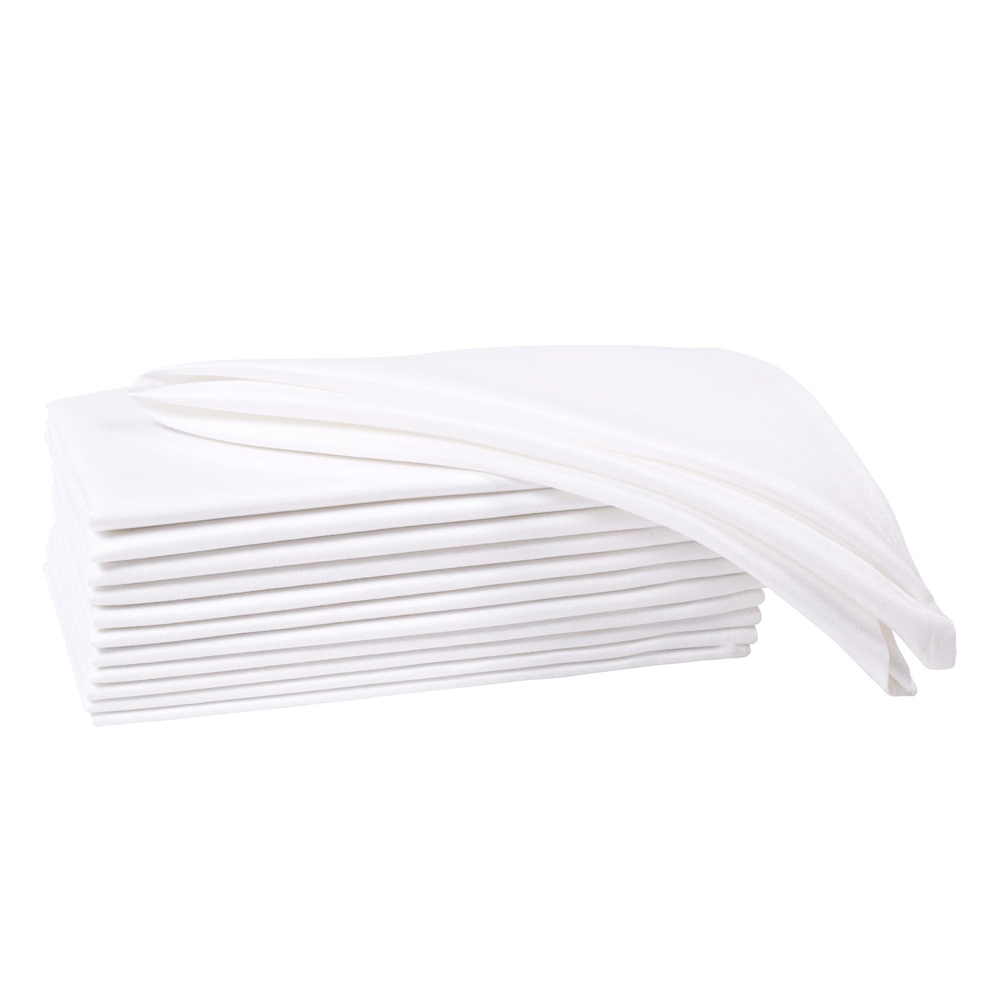 Cloth Dinner Napkins with Hemmed Edges 18x18 Inches Washable - 100% Polyester Soft & Comfortable Reusable Napkins for Weddings, Parties or Daily Use (Set of 4, White)