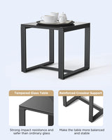 Qsun 3 Piece Patio Bistro Set Patio Furniture Set Outdoor Wicker Rocking Furniture Conversation Set with Tempered Glass Coffee Table for for Front Porch Balcony and Deck (Blue Cushion Qsun