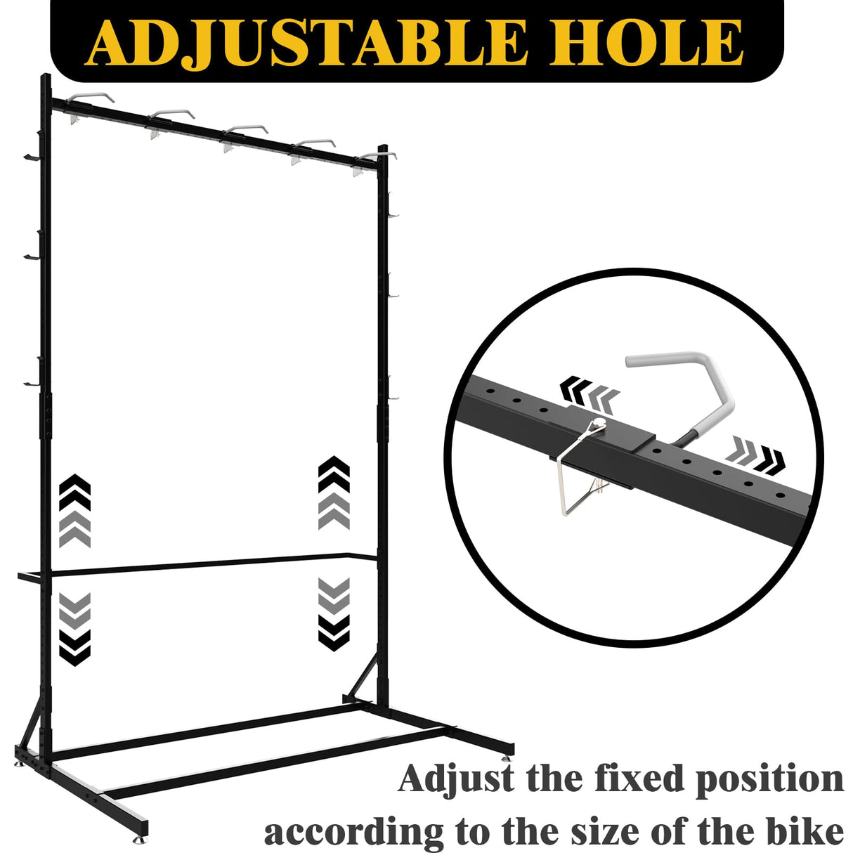 Lezbanz Freestanding Bike Storage Rack for 5 Bikes, 52" Wide Steel Vertical Bike Rack with 5 Bike Hooks & 6 Hooks for Helmet Storage, Bike Racks for Home and Garage, Indoor Floor Bike Stand Lezbanz