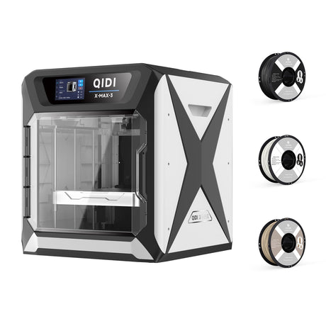 QIDI X-MAX3 3D Printer Bundle Comes with 3kg of QIDI PLA Matte Rapido Filament, Including Black, White and Warm Gray R QIDI TECHNOLOGY