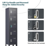 BUTISOW Metal Locker with 5 Doors,Lockers for Employees,66'' Steel Storage Locker for School,Gym, Office, Office,Garage,Lockable Metal Storage Cabinet with Hooks,Card Slots,Requires Assembly BUTISOW