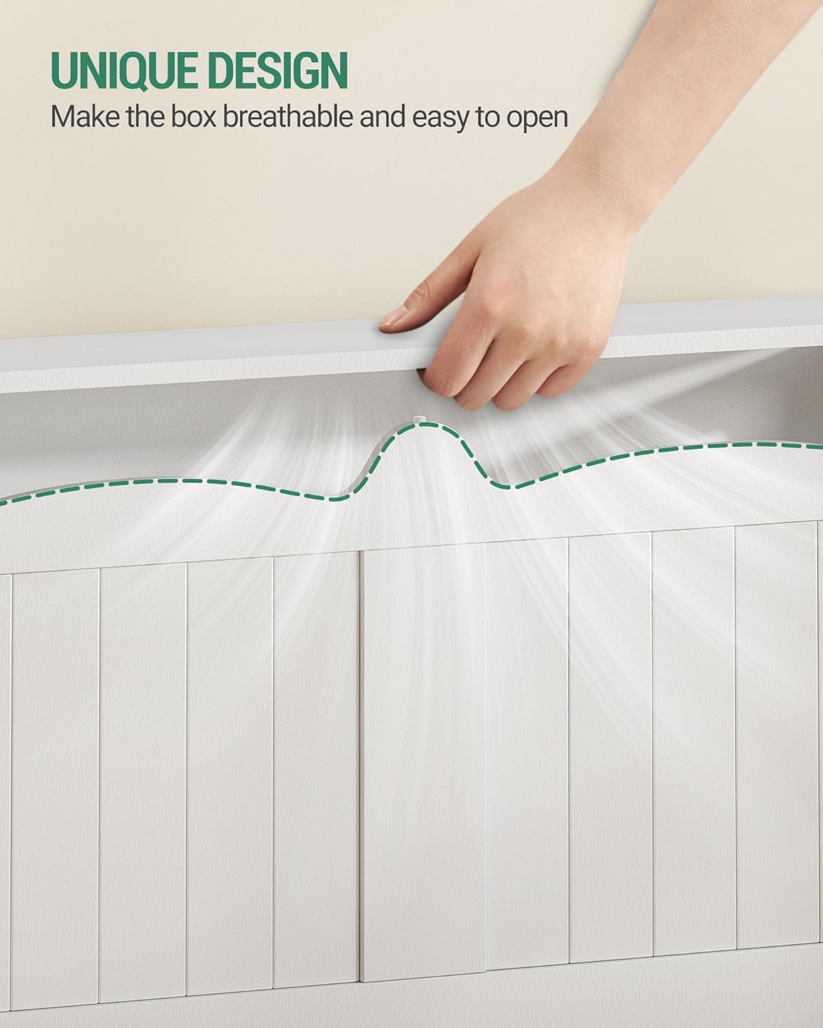 Hzuaneri 43.3" Storage Chest, Extra Large Storage Trunk with 2 Safety Hinges, Lift-Top Bench Box, Wooden Chest Organizer, Shoe Bench for Entryway, Bedroom, Living Room, White SB25503X Hzuaneri