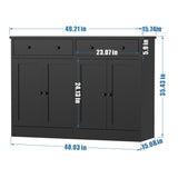 holzart Black Buffet Storage Cabinet with doors and drawers, 49" W Coffee Bar Cabinet, Kitchen Buffet Sideboard for Living Room, Kitchen holzart