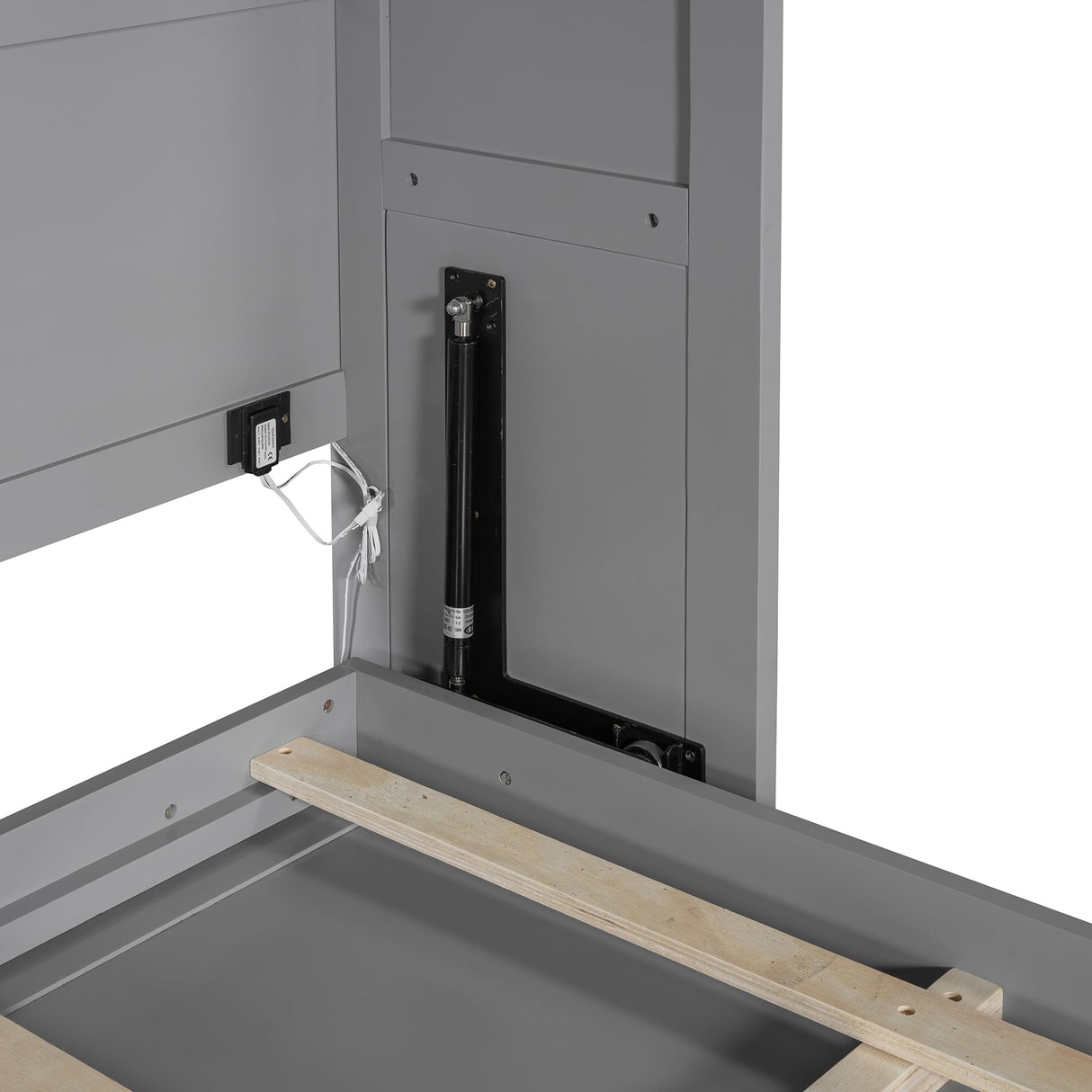 Ball & Cast Queen Size Murphy Bed Wall Bed with LED Lights and Dual Piston Metal Folding Mechanism Designed,Wood Hideaway Cabinet Platform Bedframe w/Slat Support,can be Folded,for Small Room,Gray Ball & Cast