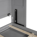 Ball & Cast Queen Size Murphy Bed Wall Bed with LED Lights and Dual Piston Metal Folding Mechanism Designed,Wood Hideaway Cabinet Platform Bedframe w/Slat Support,can be Folded,for Small Room,Gray Ball & Cast