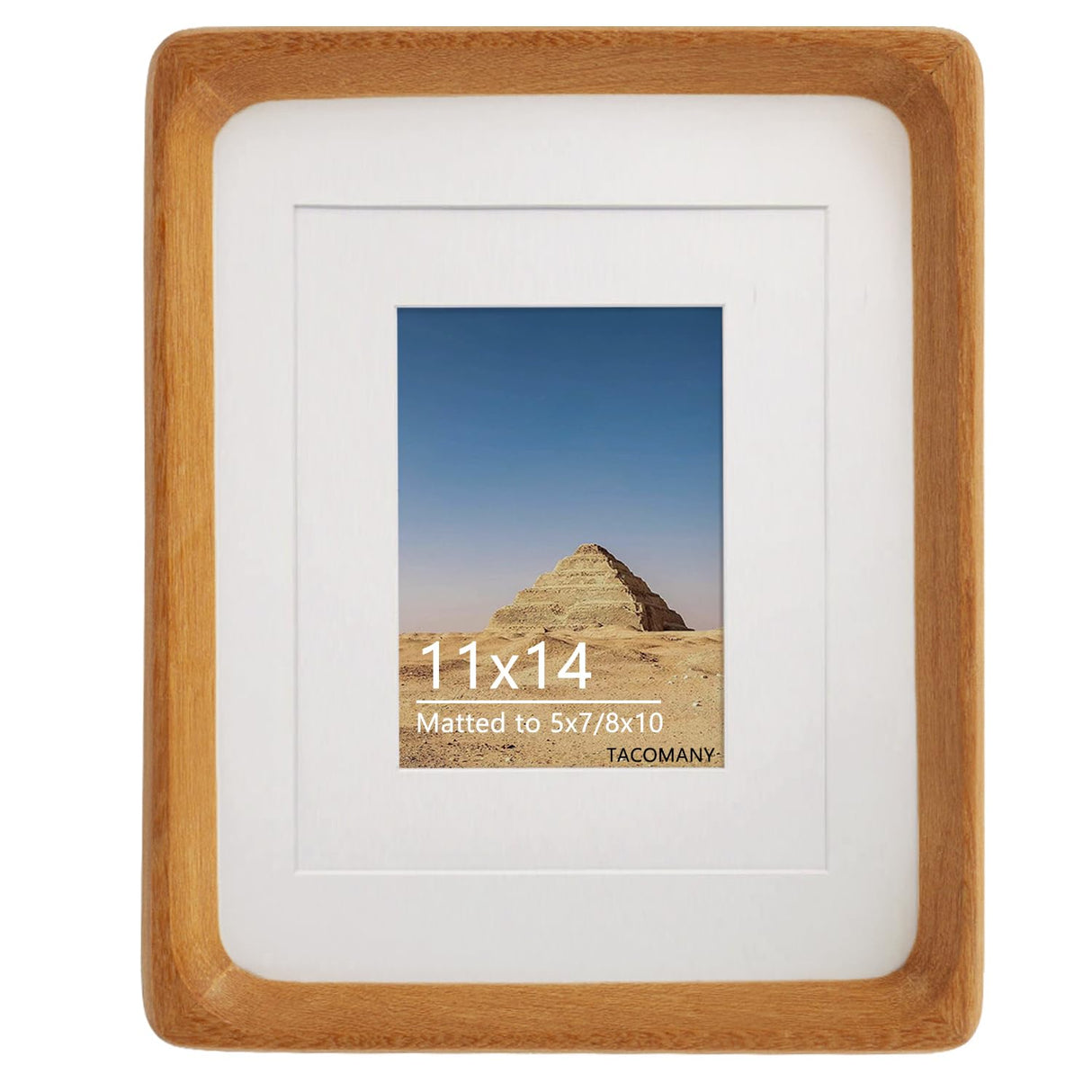 Natural Wood Photo Frames Inspired Tabletop Picture Frame with Mat, Vertical or Horizontal Display (Teak, 11x14 matted to 5x7/8x10) WoodArtSupply