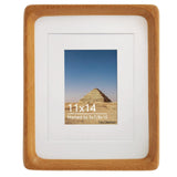 Natural Wood Photo Frames Inspired Tabletop Picture Frame with Mat, Vertical or Horizontal Display (Teak, 11x14 matted to 5x7/8x10) WoodArtSupply