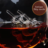 BLOCE Whiskey Decanter Sets for Men with Glasses, Etched World Globe Whiskey Gifts for Dad with 2 Glasses, 4 Ice Cubes Set, Dad Birthday Gift for All Kinds of Alcohol Drinks and Vodka BLOCE