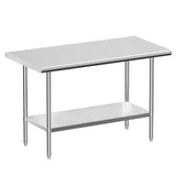 JOPHUN Stainless Steel Work Table, NSF Commercial Worktable with Undershelf and Legs for Restaurant, Home and Hotel - 24" D x 48" W x 34" H Inches JOPHUN