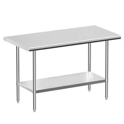 JOPHUN Stainless Steel Work Table, NSF Commercial Worktable with Undershelf and Legs for Restaurant, Home and Hotel - 24" D x 48" W x 34" H Inches - WoodArtSupply