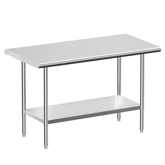 JOPHUN Stainless Steel Work Table, NSF Commercial Worktable with Undershelf and Legs for Restaurant, Home and Hotel - 24" D x 48" W x 34" H Inches - WoodArtSupply