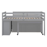 Kids Twin Low Loft Bed with Portable Desk and Storage Drawers in Gray by Harper & Bright Designs Harper & Bright Designs