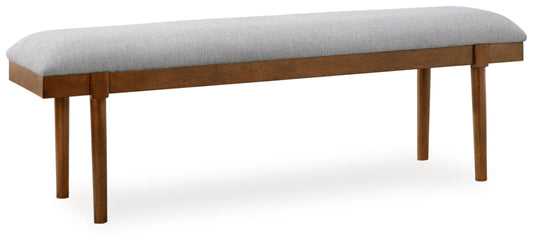 Signature Design by Ashley Lyncott 59" Upholstered Solid Wood Frame Dining Bench, Gray/Brown - WoodArtSupply