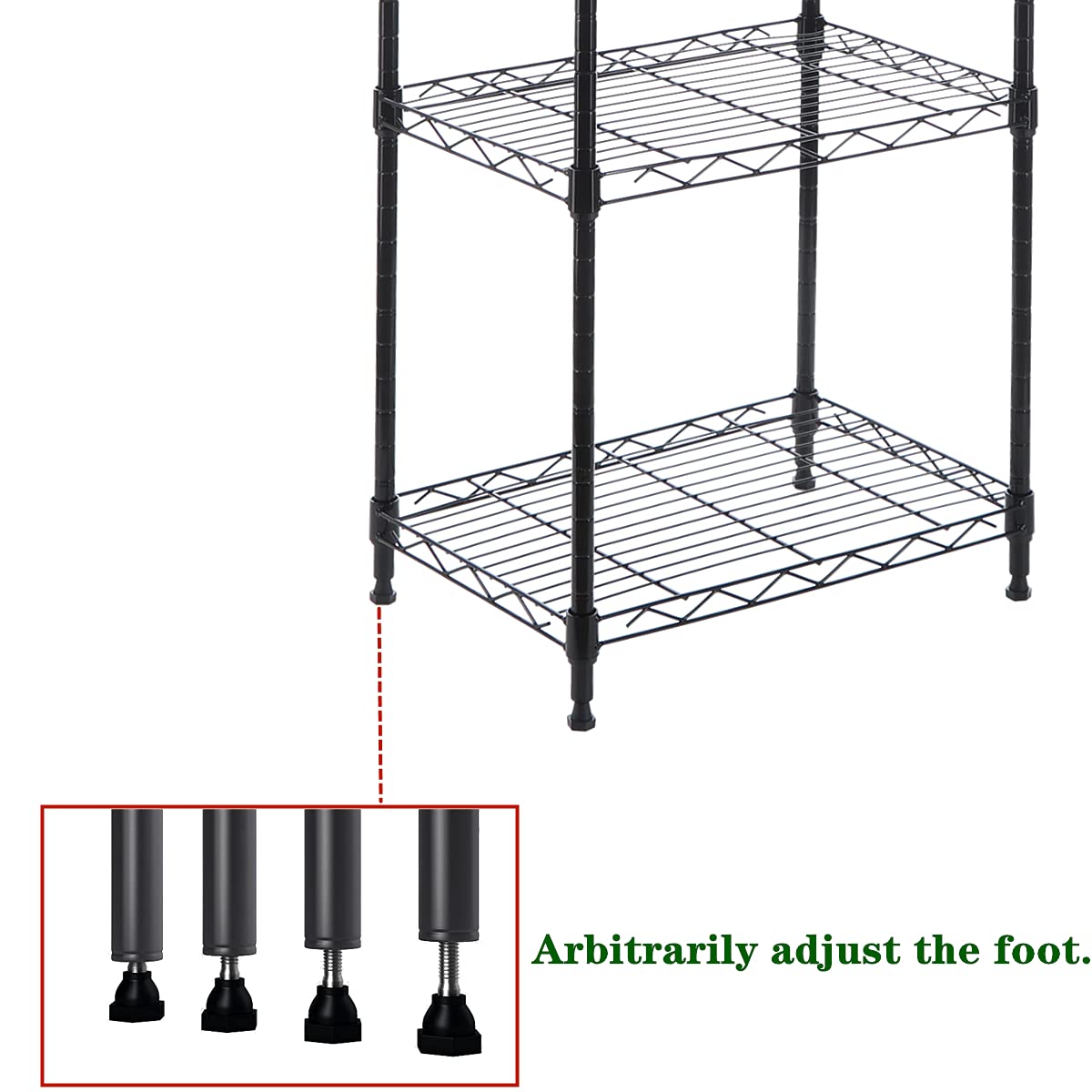 GIOTORENT 6-Tier Storage Shelves Standing Shelving Metal Units, Adjustable Height Wire Shelf Display Rack for Pantry Laundry Bathroom Kitchen 16.6” x 11.8” x 63”, Black GIOTORENT
