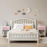 kikiumi White Nightstand,Night Stand with Pink Drawer,2-Tier Bed Side Table with Storage,Wood Bedside Table,Small Night Stands for Bedrooms Modern/Simple (1,Pink) kikiumi