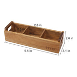 HTB Small Tea Bag Box Wooden, 3 Compartments Acacia Wood Tea Bag Chest with Handle, Mini Countertop Divided Storage Container for Beverage Supplies, Sugar, Sweeteners, Individual Packets HTB