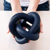 GUDAGUU Wood Knot Decor -Coffee Table Decor Shelf Decor Table Books Hand Carved Home Decoration Boho Country Rustic Modern Shabby Chic Style Decor 3 Link Wooden Knot Chain Link Decor (Navy Blue) GUDAGUU