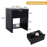 affeivul Modern Night Stand Set 2 with Drawer, Black Nightstand for Bedroom, Small End Table with Storage, Living Room/Bed Side Table with Drawer for Small Spaces, Fluted Cabinet Wood Nightstand affeivul