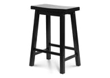 PJ Wood 24 Inch Single A Frame Classic and Modern Comfortable Wooden Bar Stool Saddle Seat with Built in Bars as Footrests, Black PJ Wood
