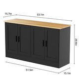 Anystyle Black 4 Door Buffet Cabinet, Coffee Bar Cabinet with Adjustable Shelf, Kitchen Buffet Sideboard for Living Room, Kitchen Anystyle
