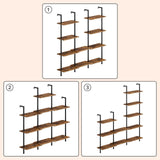HOOBRO DIY Ladder Shelf, 5-Tier Wooden Wall Mounted Bookshelf, Narrow Bookcase, Display Shelf, Storage Rack, Plant Stand, for Living Room, Bedroom, Study, Balcony, Rustic Brown and Black BF531CJ01 HOOBRO