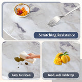 TesNus Round Dining Table Set for 4 with Chairs,Marble Top Pedestal Table and White Faux Leather Chairs, Modern Circular Kitchen Dining Table Set for Apartment, Modern Home,New House for 4 People TesNus