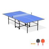 9ft Mid-Size Folding Rolling Ping Pong, Foldable & Portable Ping Pong Table Set for Indoor Games with Net, 2 Table Tennis Paddles and 3 Balls, Size 108 * 60 * 30Inch HIMcup
